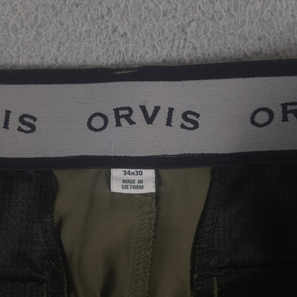 Orvis Pants Mens 34x30 Olive Green Straight Leg Nylon Stretch Tech Hiking Travel - Picture 6 of 14